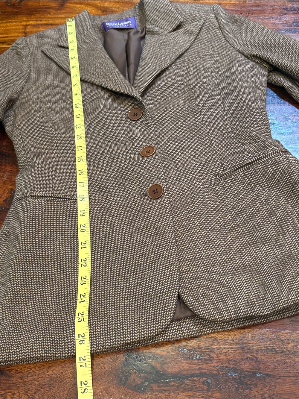 Vintage Ralph Lauren Collection 90s Brown Tweed Blazer Jacket Small / Medium - Picture 10 of 11